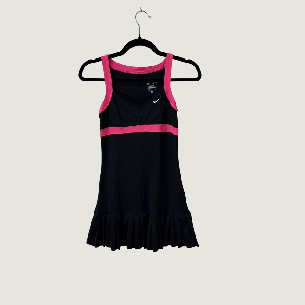 Nike Dri-FIT Tennis Dress Black Pink Tennis Pickleball Sporty Preppy Athletic M
